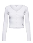 Woven Label Rib Ls Cardigan *Villkorat Erbjudande T-shirts & Tops Long-sleeved Vit Calvin Klein Jeans