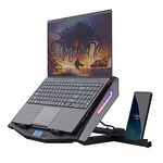 Trust Gaming GXT 1127 Yoozy Refroidisseur PC Portable 17.3 Pouces avec Support de Téléphone, Ventilateur RGB, Écran LCD, Hauteur Réglable, Mode Silencieux/Performance, Lenovo, HP, ASUS, Acer