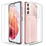 LK Case Compatible with Samsung Galaxy S21, 2 Pack Screen Protector & 2 Camera Lens Protector, Case Friendly, Soft TPU Silicone Cover Full Protection, Crystal Transparent