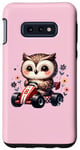 Galaxy S10e Adorable Owl Riding Go-Kart Cute On Pink Case