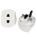 White UK 2 Pin To 3 Pin 1A Fuse Adaptor Plug Socket For Shaver / Toothbrush / Razor