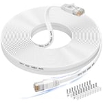 20m Ethernetkabel, Cat 6e/cat6 Lång Internetkabel Med Snagless Rj45-kontakt, Hög Hastighet Patchkabel Jämfört Med Cat 5e/cat 5, Platt Vit