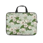 Diving fabric,Neoprene,Sleeve Laptop Handle Bag Handbag Notebook Case Cover Green Leaves Purple Blush Pink Flowers,Classic Portable MacBook Laptop/Ultrabooks Case Bag Cover 12 inches