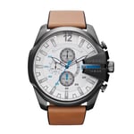 Mens Wristwatch DIESEL MEGA CHIEF DZ4280 Chrono Leather Brown White 53mm