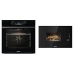 Hisense BI64211PB 77 Litre Built In Electric Single Oven With Pyrolytic Cleaning, Pizza Mode & HB25MOBX7GUK Integrated 25 Litre Microwave With Grill - Black, 15 x 23 x 15 inches
