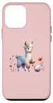 iPhone 12 mini Pink Cute Alpaca with Floral Crown and Colorful Ball Case