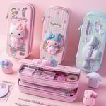 Pu Stor Kapacitet Pennfodral Kawaii Hellokitty Cinnamoroll Melody Skola Pennor Väska Påse Pennfodral Tillbehör Kontorsmaterial