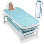 Baignoire pliable pour adulte Portable Plastique Baignoire pliable à poser avec Tablette 149x60x50cm - bleu - Vingo