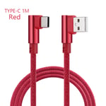 L Style Cellphone Cable Micro Usb Type-c Data Sync Line Red 1m