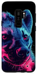 Coque pour Galaxy S9+ Féroce bleu violet tête de hyène safari animal gardien de zoo art