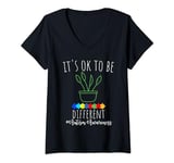 Womens It's ok to be different plant pot autism awareness V-Neck T-Shirt