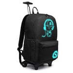 Kono Children's Rolling Backpacks Anime Luminous Rucksack with Wheels Waterproof Trolly Cabin Bag 25L Laptop Backpack for Teens Boys Girls (Black)