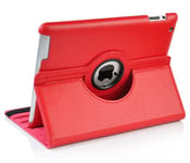iPad 2/3/4 - PU Læder 360 graders rotering Stand Folio Flip - Rød