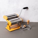 Pasta Making Set with Yellow Stainless Steel Pasta Maker, Round Ravioli Cutter and Square Ravioli Cutter