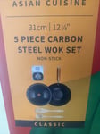 Ken Hom 5 Piece Carbon Steel Wok Set 31cm Non stick classic