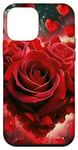 Coque pour iPhone 12 mini Rose Kawaii Cœur Rouge Floral Fleur Valentine