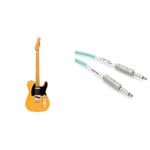 Squier by Fender Classic Vibe 50s Telecaster, Electric Guitar, Maple Fingerboard, Butterscotch Blonde & Original Series Instrument Guitar Cable, 10 ft, Straight/Straight, Surf Green, 3m