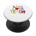 Live Love Teach Apple Pencil Cadeau pour professeur de rentrée scolaire PopSockets PopGrip Interchangeable