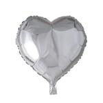 Folieballong Hjärtformad i Silverfärg 46 cm