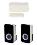 Wireless Door Entry Contact Sensor with 2x Black Chime / Bell - Shop Entry Alert