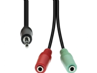 4-Pin to 2x 3-Pin Cable M-F Black 30cm