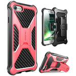 i-Blason iPhone SE 2020 Case/iPhone 8 Case/iPhone 7 Case, Transformer [Kickstand] [Heavy Duty] [Dual Layer] Combo Holster Cover case with [Locking Belt Swivel Clip] (Pink)