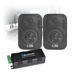 Bluetooth Amplifier & Wall Speakers Smart Home Audio Wireless Stereo HiFi Black