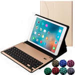 Strnry Keyboard Case for Ipad Air 10.5" (3Rd Gen) 2019/Ipad Pro 10.5" 2017,Pu Leather Folio Cover with 7 Color Backlight Detachable Keyboard,gold + backlight
