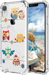 MAYCARI Cute Cartoon Owl Case Clear for iPhone XR, Funny Animal Design Transparent Shockproof Anti-Scratch Soft Flexible TPU Cover with Air Cushion for Men&Women