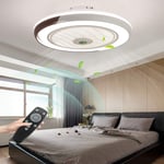 HYKISS LED Ceiling Fan with Lighting Modern Dimmable Fan Ceiling LED Lamp Adjustable Wind Speed Dining Room Bedroom Living Invisible Fan Lamps 40W Ceiling Lights Ø50CM [Energy Class A++],Brown