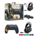 Manette PS4 Bluetooth Harry Potter Hogwarts Legacy Vivet Doré Lumineuse 3.5 JACK + Casque Gamer PRO-H7 Multiplateforme