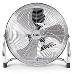 KEPLIN 20" Heavy Duty Chrome Floor Fan with 3 Speeds and Adjustable Fan Head, Standing Metal Pedestal Fan with Powerful Circulation, Ideal for Indoor & Outdoor use Home, Gym, Office, Garage