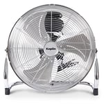 KEPLIN 20" Heavy Duty Chrome Floor Fan with 3 Speeds, Adjustable Fan Head, Standing Metal Pedestal Fan with Powerful Circulation, Room Fan Ideal for Indoor & Outdoor use Home, Gym, Office, Garage