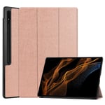 Samsung Tab S9 Ultra Tri-Fold Konstläder Fodral med Stativfunktion - Rose Gold