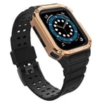 Protect Strap Band Fodral Armband för Apple Watch 7 / 6 / 5 / 4 / 3 / 2 / SE (45 / 44 / 42mm) Fodral Armor Watch Cover Svart