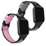 kwmobile Watch Bands Compatible with Huami Amazfit GTS/GTS 2 / GTS 2e / GTS 3 - Straps Set of 2 Replacement Silicone Band - Black/Grey/Black/Pink