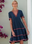Aspiga Meredith Tiered Summer Dress, Plain Navy/Red
