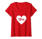 Womens I Love Tiffany, I Heart Tiffany - Name Heart Personalized V-Neck T-Shirt