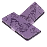 IMEIKONST Flip Wallet Case for OPPO A53S / A53 2020, Premium PU Leather Butterfly Pattern Embossed Cover Magnetic Closure Kickstand Compatible with OPPO A32 / A33 2020. Purple KT