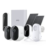 Arlo Pro 2K Starter Kit - Include 2 x 2K Outdoor Cam with Solar Panel, 1 x 2K Indoor Cam, 1 x 2K Doorbell with Chime, 1 x Smart Hub with 1TB Storage