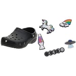 Crocs Unisex Classic Clogs, Black, UK M13/W14 Unisex's Destination Unknown 5 Pack Shoe Charms, Multicolour, One Size