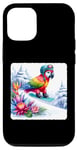 Coque pour iPhone 12/12 Pro Parrot Snowboards Casque de snowboard Motif fleurs glacées