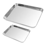 TOPofly 2PCS Square Baking Sheet Stainless Steel Baking Pans Grill Toaster Oven Trays