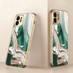 iPhone 12 Pro Lyx glas-skal guld barock elegant flera färger Green one size