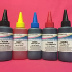 5X 100ML DYE INK REFILL BOTTLES FOR CANON PGI-520 CLI-521 BK/C/M/Y CARTRIDGES