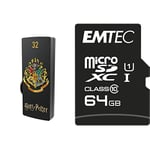 Pack Support de Stockage Rapide et Performant : Clé USB - 2.0 - Série Licence - Harry Potter Hogwarts - 32 Go + Carte MicroSD - Gamme Elite Gold - Classe 10-64 GB