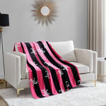 Juicy Couture Cabana Plush Hot Pink Striped 50"X70" Fuzzy Throw Blanket - Luxurious Microfiber Plush Blanket for Ultimate Comfort and Cozy Warmth