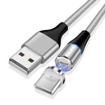 Silver Type C Cable-1m -câble Micro USB-type c 3A magnétique pour recharge rapide,cordon de chargeur usb c pour téléphone iPhone 6