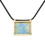 18ct Yellow Gold Opal Unique Oblong Frame Necklace