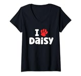 Womens Dog Name Daisy Paw Love Cute Pet Owner Puppy Named Daisy V-Neck T-Shirt